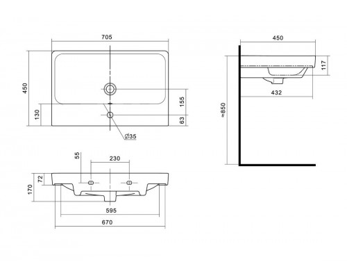 1A2518K0SDB20 Набор: 1A251801SDB20 Тумба-умывальник Сканди 70 Бел/Дуб Верона/ 1WH501628 Раковина Адриана 70 1A2518K0SDB20