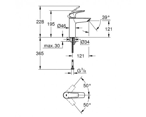 23324003 Eurosmart Смеситель однорычажный для раковины DN 15 M-size, хром (замена 23324001) 23324003