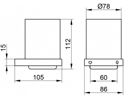 19150019000 EDITION 90 Square Держатель стакана в комплекте с хрустальным стаканом, хром 19150019000