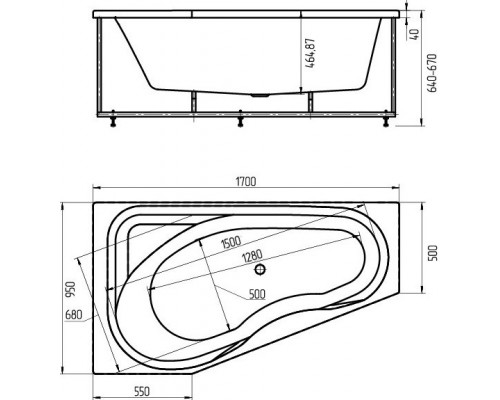 Медея левая пустая c фр.экр. (вклеенный каркас) MED180-0000037