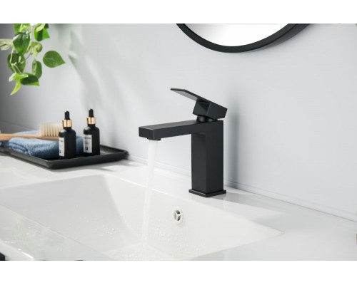 AQ1610MB ЛИБРА смеситель для раковины 114, без донного клапана, матовый черный AQ1610MB