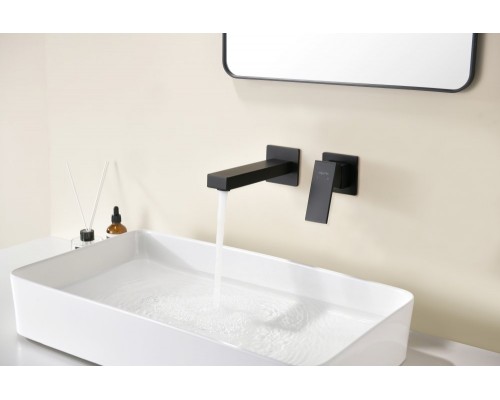 AQ1613MB ЛИБРА смеситель для раковины настенный (внешняя и скрытая часть), матовый черный AQ1613MB