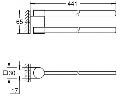 41219KF0 Selection Держатель для полотенца, поворотный, фантомный чёрный 41219KF0