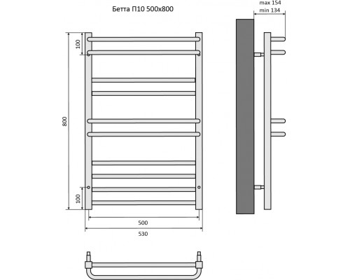 Бетта П10 500х800 Полотенцесушитель Aquatek AQ KRC1080CH