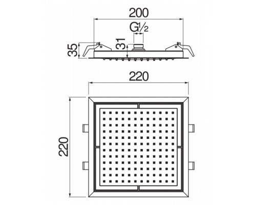 AD139/34CCR верхний душ 22х22 см AD139/34CCR