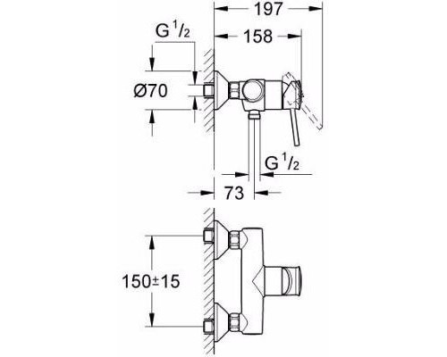 32867000 BauСlassiс Смеситель для душа, хром 32867000