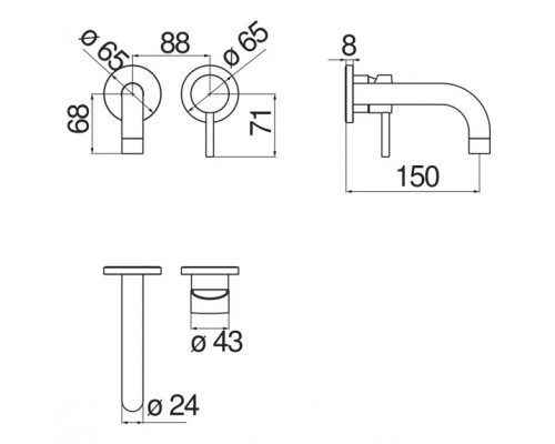 LV00199IX LIVE смеситель для раковины (внешняя часть), шлиф. хром LV00199IX