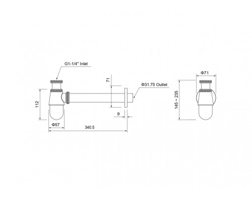 AQ6014BG сифон, шлиф. золото AQ6014BG