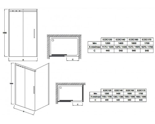 E22C120-GA CONTRA Раздвижная дверь 120см. E22C120-GA