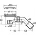 364786 Tempoplex сифон 120 х 40/50, хром накладка, проп.способность 0,45 л/с, H=80 мм, для поддонов D=90 мм, отводящее колено 45° 364786