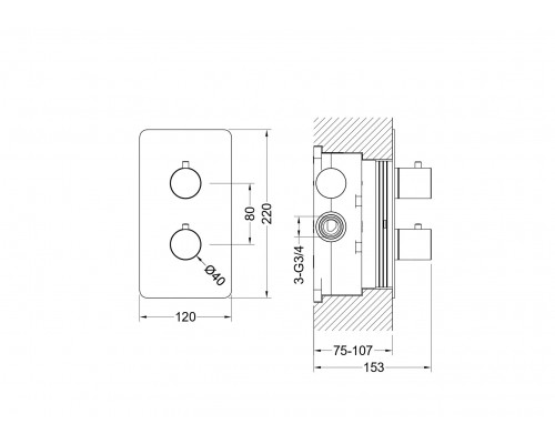 AQ1391BG ЕВРОПА термостатический смеситель для душа 1 режим (внешняя и скрытая часть), шлиф. золото AQ1391BG