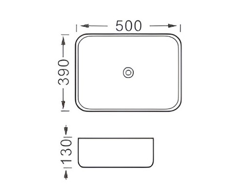 AQ5515-MB ВЕГА раковина 500390130 для установки на столешницу, матовый черный AQ5515-MB