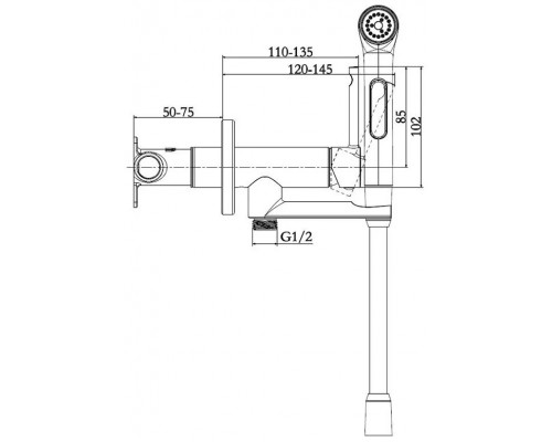 E28317-BL ELATE 2.0 Комплект для гигиенического душа встроенный (смеситель + гигиеническая лейка + шланг), матовый черный E28317-BL