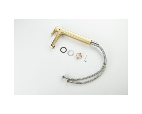 AQ1204BG ОБЕРОН смеситель для раковины высокий 240, без донного клапана, шлиф. золото AQ1204BG