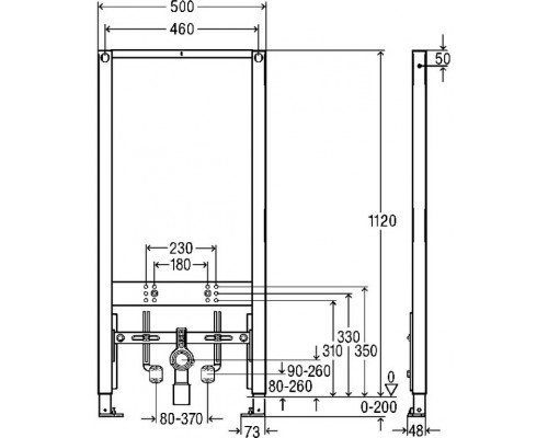 776442 Prevista Dry инсталляция для подвесного биде (без крепежа),1120 мм, модель 8568 776442