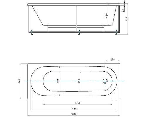 Оберон 180 (только ванна с уп.) OBR180-0000141