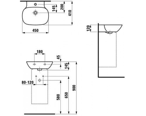 8.1530.1.000.104.1 Ino Раковина 450х410х120, с одним отв Saphir Keramik 8.1530.1.000.104.1