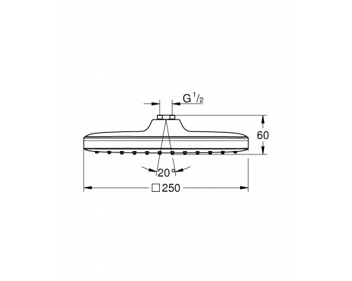 26681000 Tempesta 250 CUBE Верхний душ квадратный, хром 26681000