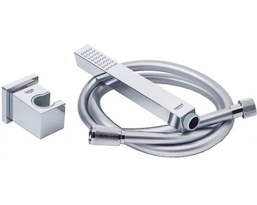 27702000 Euphoria Cube Душевой набор I (квадратный ручной душ, настенный держатель, шланг 1250 мм), хром 27702000