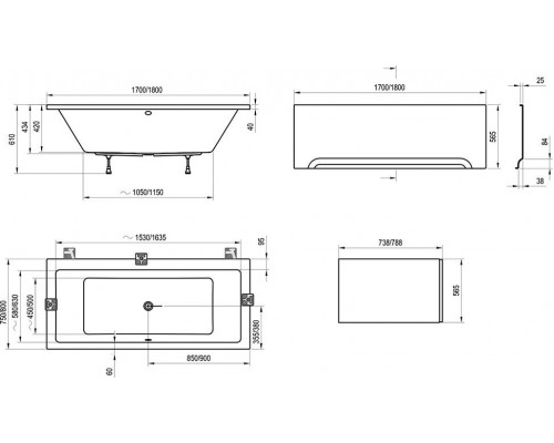 Ванна FORMY 01 170x75 белая C691000000