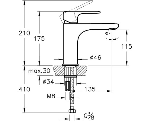 A42706EXP Смеситель Root Round для раковины, цвет хром A42706EXP