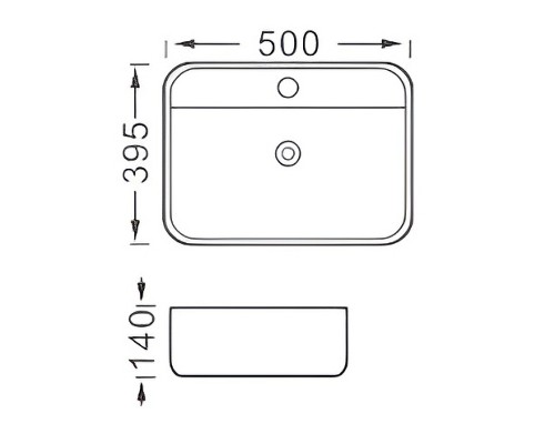 AQ5506-MB ВЕГА раковина 500395140 для установки на столешницу, матовый черный AQ5506-MB
