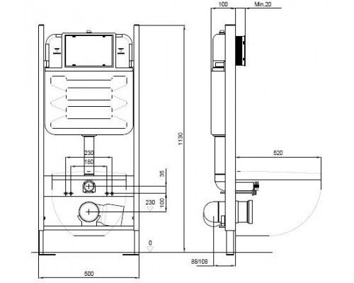 SET AQUATEK КЛАССИК T (рама AQUATEK Standard INS-0000012(без клавиши и крепежа)+унитаз КЛАССИК AQ1112T-00 TORNADO с тонким сиденьем soft-close SET AQUATEK КЛАССИК T