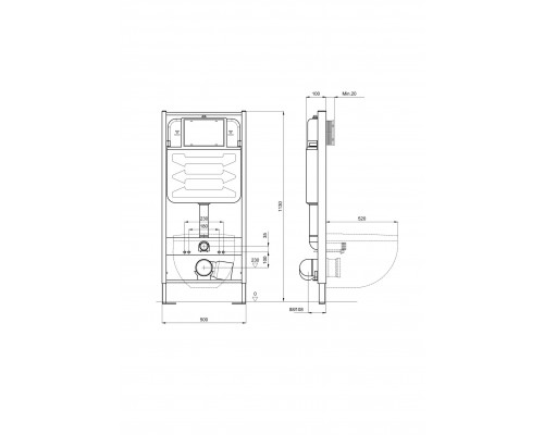 SET AQUATEK ВЕГА cmp-013 (рама AQUATEK Standard INS-0000012 с клавишей KDI-0000013 и крепежом KKI-0000002+унитаз ВЕГА AQ1904-00 с тонким сиденьем sc SET AQUATEK ВЕГА cmp-013