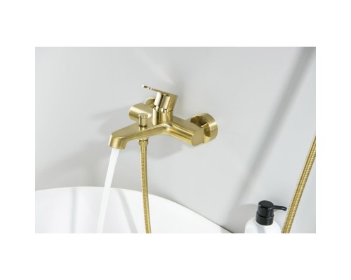 AQ1249BG ОБЕРОН смеситель для ванны с душевым набором 3jet, шлиф. золото AQ1249BG