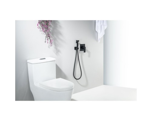 AQ1619MB ЛИБРА набор с гигиеническим душем (смеситель + гигиеническая лейка + шланг + шланговое подсоединение с держателем), матовый черный AQ1619MB