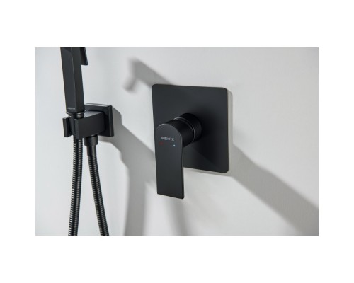 AQ1619MB ЛИБРА набор с гигиеническим душем (смеситель + гигиеническая лейка + шланг + шланговое подсоединение с держателем), матовый черный AQ1619MB