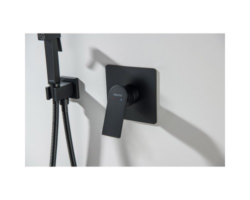 AQ1619MB ЛИБРА набор с гигиеническим душем (смеситель + гигиеническая лейка + шланг + шланговое подсоединение с держателем), матовый черный AQ1619MB