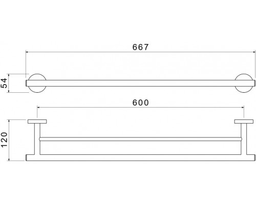 AQ4230CR ОБЕРОН полотенцедержатель двойной 600 мм AQ4230CR