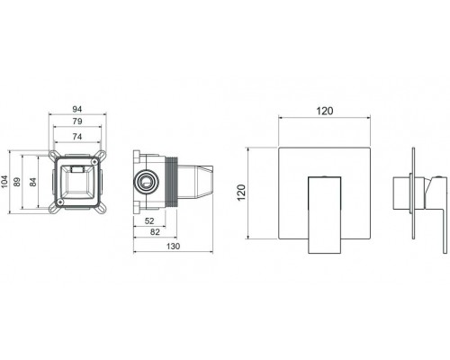 AQ1666MB ЛИБРА смеситель для душа 1 режим (внешняя и скрытая часть), матовый черный AQ1666MB