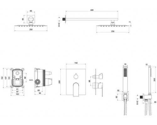 AQ1472CR ЛИРА Set 3 в 1 душевой комплект 2 режима AQ1472CR