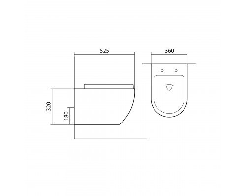 AQ1901-MB ЕВРОПА Унитаз подвесной безободковый 525360320мм, тонкое сиденье с механизмом плавного закрывания, крепеж, цвет матовый черный AQ1901-MB