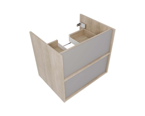 AQ66060-DO-LG Комплект мебели:Тумба 60 см ЛИБРА с раковиной AQ0460-00, 2 ящика,цвет фасадов серый туман, корпус дуб давос AQ66060-DO-LG
