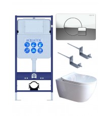 SET AQUATEK ПОЛАРИС (рама AQUATEK Standard INS-0000012+унитаз ПОЛАРИС AQ0700-01 с тонким сиденьем soft-close+ крепеж KKI-0000002 +панель KDI-0000067) SET AQUATEK ПОЛАРИС-01-067 4в1