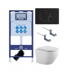 SET AQUATEK ЕВРОПА-069 4в1 (рама AQUATEK INS-0000025 +крепление KKI-0000002 +кнопка KDI-0000069 +унитаз AQ1901-00 +тонкое сиденье sc) SET AQUATEK ЕВРОПА-069 4в1