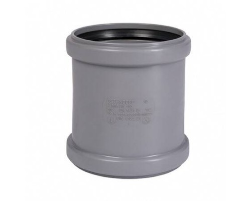 Муфта, Ostendorf, HT, HTMM, 50, двойная (двухраструбная), PP, цвет-RAL 7037 серая пыль