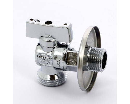 Кран шаровой Miami Bugatti НН 1/2"x3/4" для подключения бачков c розеткой 1/2" из нержавеющей стали