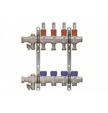 Коллекторная группа, 1, 12 контуров, размер отвода-3/4, с вентилями и расходомерами, нержавеющая сталь