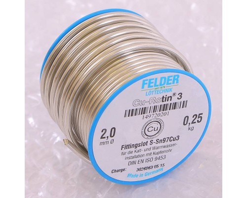 Припой мягкий Cu-Rotin®3 2мм на шпуле FELDER 250г