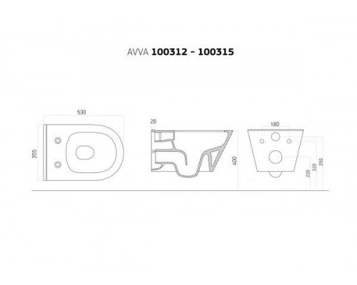 Boheme Avva Унитаз подвесной 35,5х53х32h см, цвет: matt white 972-MW