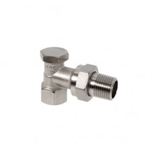 Вентиль, Oventrop, Combi 1R, на обратную подводку, угловой, DN-20, 3/4, 3/4, ВН, латунь никелированная, НГ со штуцером