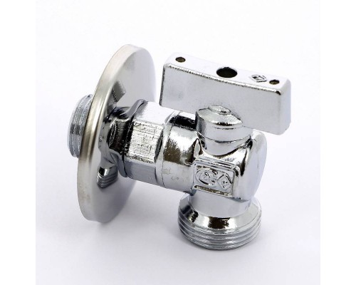 Кран шаровой Miami Bugatti НН 1/2"x3/4" для подключения бачков c розеткой 1/2" из нержавеющей стали