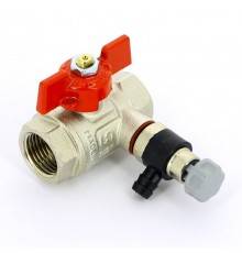 Кран шаровой ВВ с дренажным вентилем UNI-FITT 1/2" заглушка 1/4" бабочка