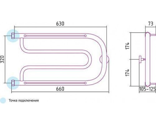 Сунержа Гусли Полотенцесушитель водяной 65x32h, цвет: без покрытия 00-0010-3265