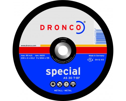 Абразивный отрезной диск Dronco AS 30 S T-BF 230 x 3 x 22,2 мм (1231115)