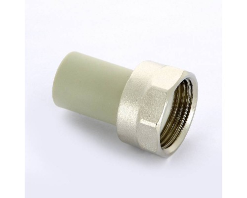 Муфта сварка-В с накидной гайкой FV-PLAST 20х3/4" с накидной гайкой цельный PPR корпус Муфта сварка-В с накидной гайкой FV-PLAST 20х3/4" с накидной гайкой цельный PPR корпус